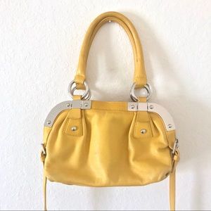B Makowsky yellow leather crossbody handbag